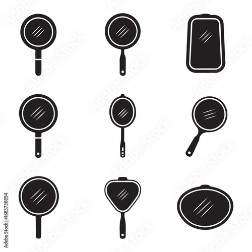 Set Auto mirror icon. Vector concept illustration for design. Vector black silhouette. with white background
