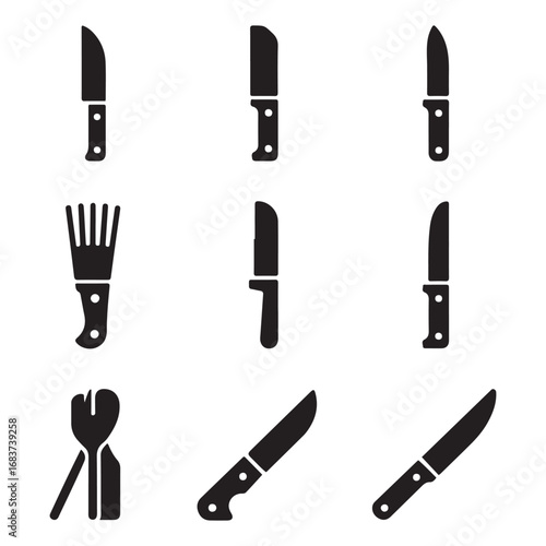 Set Swiss knife icon. Vector concept illustration for design. Vector black silhouette. with white background