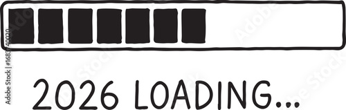 Year 2026 progress bar loading anticipation futuristic concept art