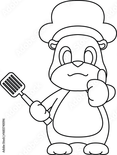 Hamster Cook Spatula Cooking Animal Vector Graphic At Illustration