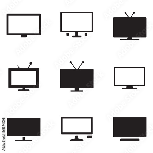 Set Tv wall bracket icon. Vector concept illustration for design. Vector black silhouette. with white background