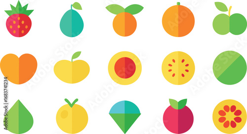 Fruit Icon Set For Infographics Flat Design
