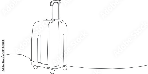 continuous one line drawing of suitcase, line art style vector illustration.
