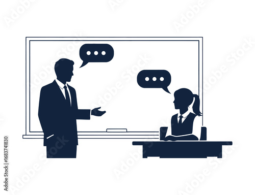 Teacher and student having a discussion in the classroom