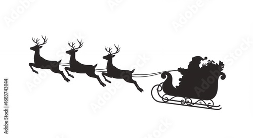Christmas sleigh and reindeer silhouette