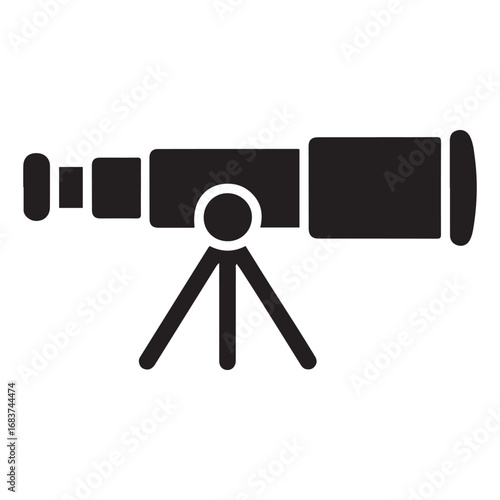 Telescope icon. Vector concept illustration for design. Vector black silhouette. with white background