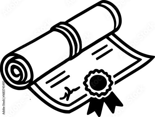 certificate roll diploma icon sign, symbol, vector, art