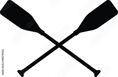 Crossed oars silhouette nautical sports equipment icon vector vector