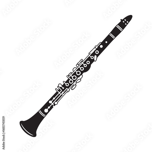 Clarinet icon. Vector concept illustration for design. Vector black silhouette. with white background