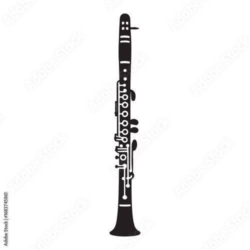 Clarinet icon. Vector concept illustration for design. Vector black silhouette. with white background