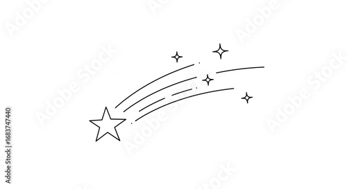 Simple outline star shooting star