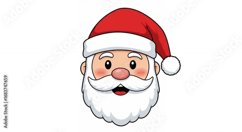 Smiling cartoon santa head illustration