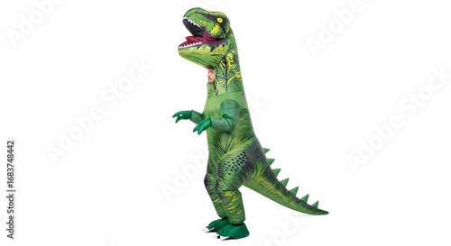 Funny Inflatable Dinosaur Costume Isolated on White Background