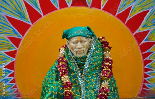 Shirdi Sai Baba Idol Wearing Orange Shawl