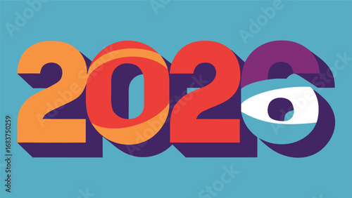 Colorful 2026 text with a stylized eye in the number 6