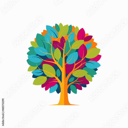 Vibrant Tree Representing Growth Community and Connection