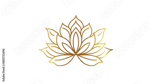 Golden Lotus Flower Illustration on White Background Symbolizing Purity Enlightenment and Spiritual Awakening Beautiful Artistic Design Element
