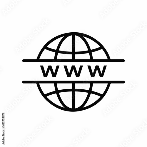 Global WWW internet symbol representing digital connection and worldwide communication for technology and online concepts