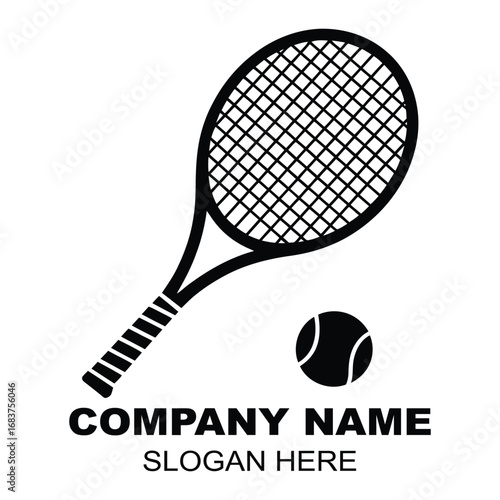 Professional Tennis Racquet and Ball Logo for Sports and Fitness Enthusiasts