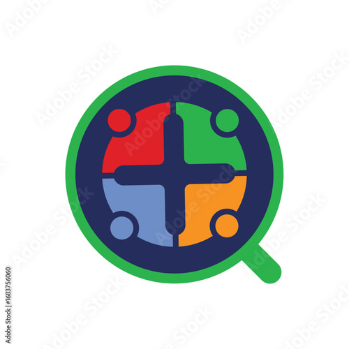 Abstract Graphic of People in a Magnifying Glass
