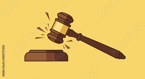 Illustration of gavel symbolizing law, justice, and authority