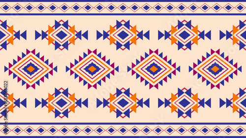 Ethnic pattern, Aztec native tribe seamless pattern, Native American fabric, geometric pattern, colorful design, design for print, textile, background, vector.