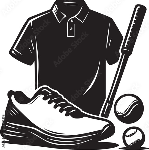 Black Silhouette of Golf Apparel and Equipment sport clothing
