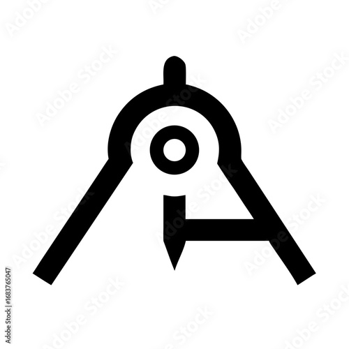 Vector art of black divider compass icon for geometry and design