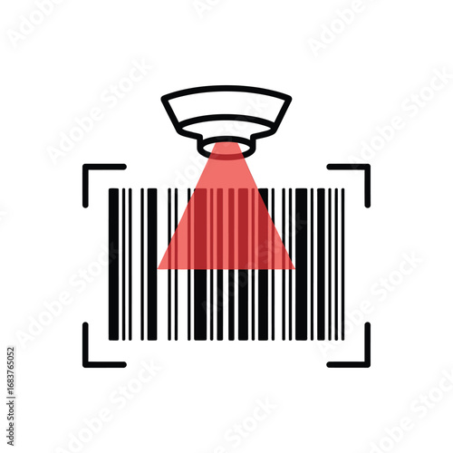 Barcode scanning process with red laser beam