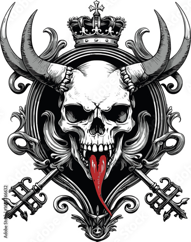 Crest of the Serpent King. Demonic heraldry with gothic symbolism.