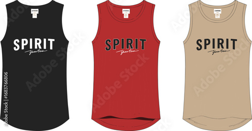 Sleeveless muscle tank top flat vector sketch, CAD fashion illustration for streetwear design, men's casual gym workout apparel template