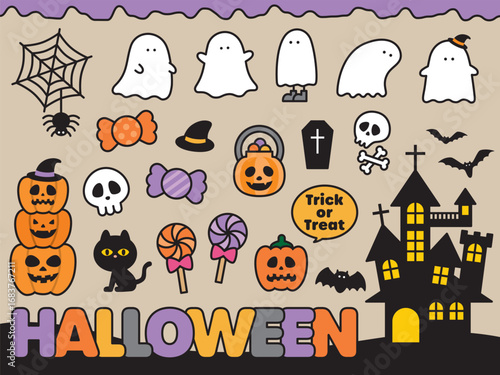 ハロウィンのイラストセット