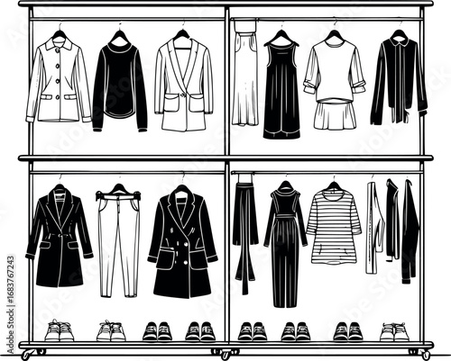 Fashion Trend Outline Collection. Hand-drawn Seasonal Clothing Silhouettes for Style Guides and Retail Marketing.