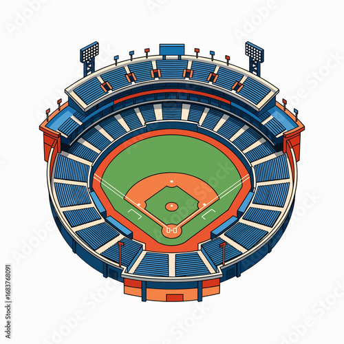 Vibrant Aerial View of a Baseball Stadium During an Exciting Game