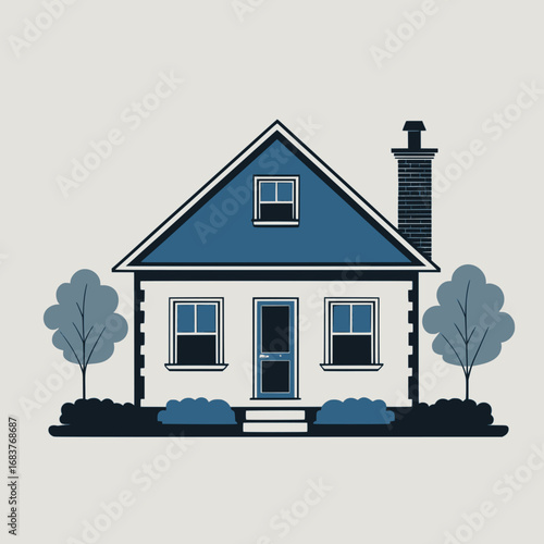 Suburban house outline. Classic home structure in simple lines.
