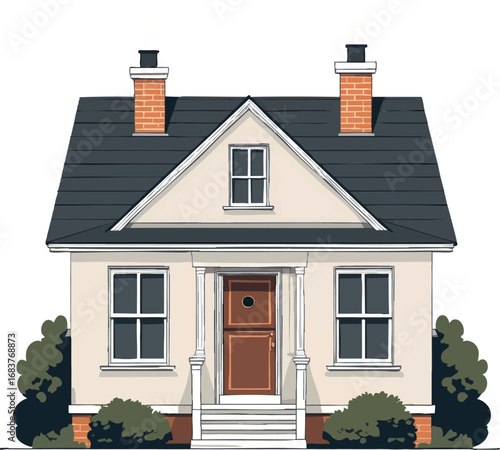 Suburban house outline. Classic home structure in simple lines.