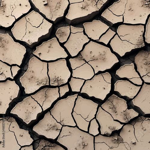 Cracked earth surface outline. Minimalistic black line drawing representing dry texture vector graphic.