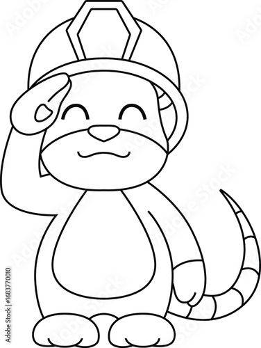 Mouse Firefighter Fire helmet Fire department AnimalVector Graphic Art Illustrtion