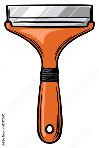 Bright orange squeegee a household window and glass cleaning tool illustration