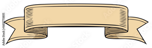 Old parchment scroll banner illustration Classic retro ribbon design element