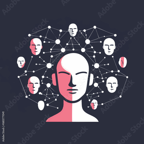 Digital identity and network representation in outline abstract vector style