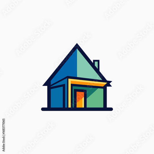Modern Geometric Abstract House Design With Vibrant Colors For Real Estate Marketing