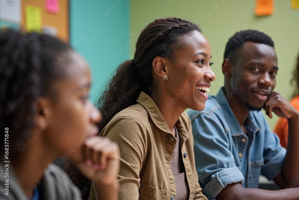 Obraz premium Teacher Promoting Student Engagement in Diverse African-American Classroom Group