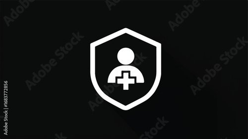 Medical Insurance Shield Protecting Person with Plus Sign Healthcare Security and Wellbeing Concept