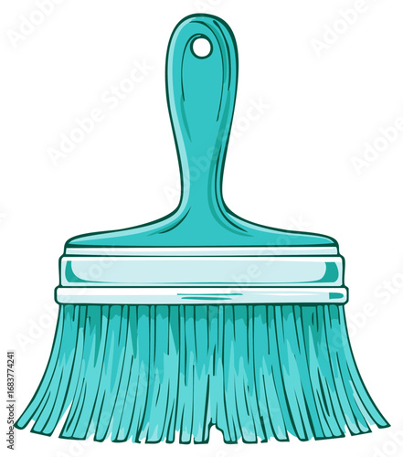 Colorful Teal Paint Brush Illustration for Home Painting and Creative Art Projects