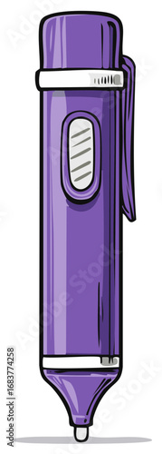 Violet Marker Drawing, Single Purple Highlighter with Cap and Clip, Office Stationery