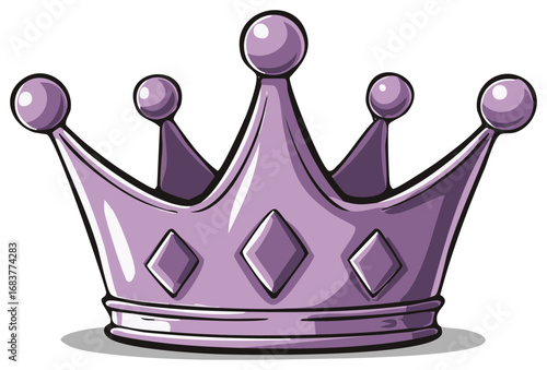 Illustrative Purple Crown with Diamond Jewel Accents for Royalty and Success
