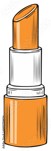 Open Lipstick Tube of Orange Color Vector Illustration Isolated on White