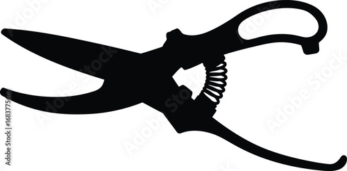 Vintage bypass pruning shears silhouette for garden work vector