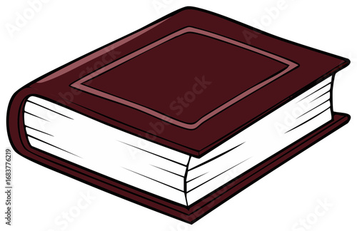 Maroon Hardcover Book Illustration Depicts Knowledge Storytelling and Education